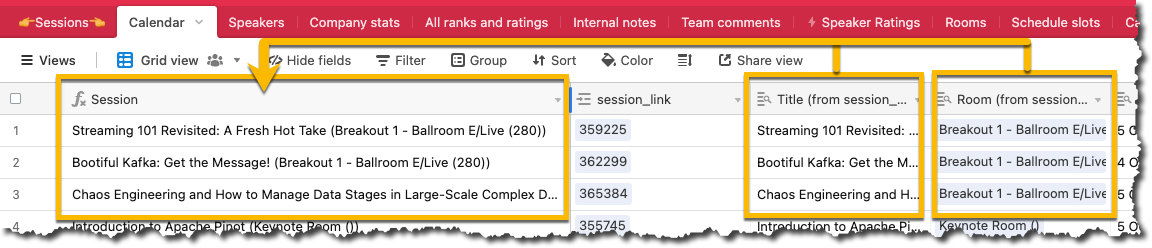 Resulting primary field values