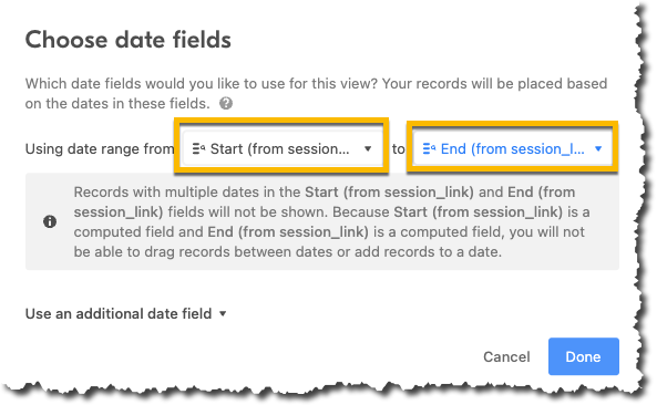 Setting the calendar start/end date fields