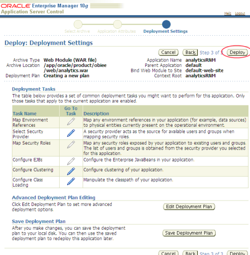 Oracle Enterprise Manager (oc4jadmin) - Deploy- Deployment Settings_1251190127915